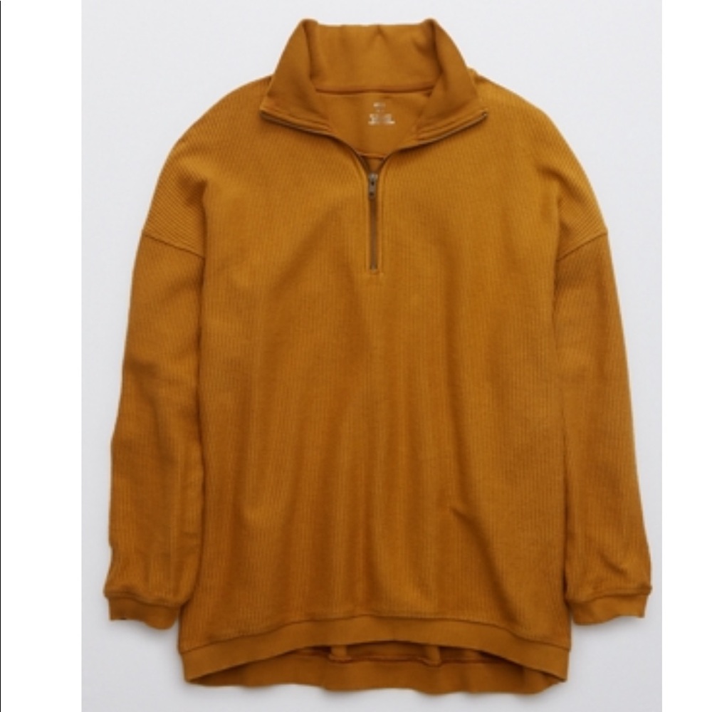 Aerie corded oversized quarter zip sweatshirt